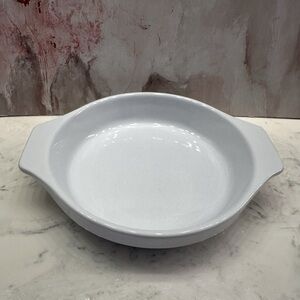 Emile Henry Round French Casserole Pie Stoneware White France Ovenware Buffet